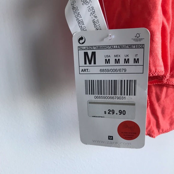 🎀NWT ZARA Red Orange One Size Scarf 100% Viscose - Picture 3 of 7